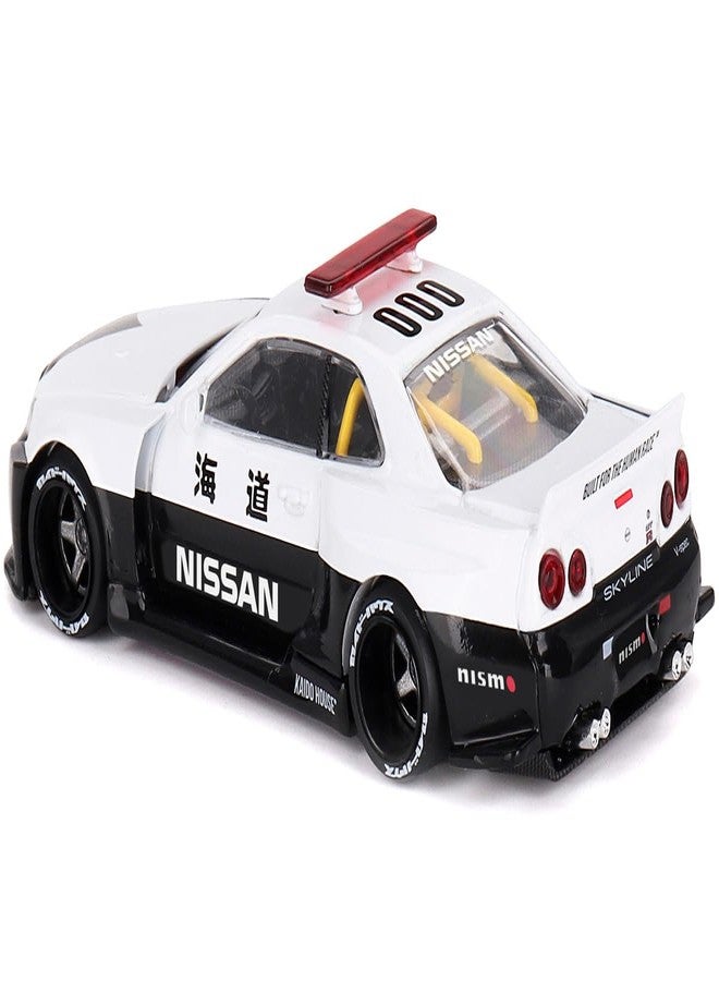Mini GT Models Skyline GT-R (R34) Kaido Works (V2 Aero) RHD (Right Hand Drive) Black and White Japan Police (Designed by Jun Imai) Kaido House Special 1/64 Diecast Model Car by Mini GT KHMG120 - Image 3